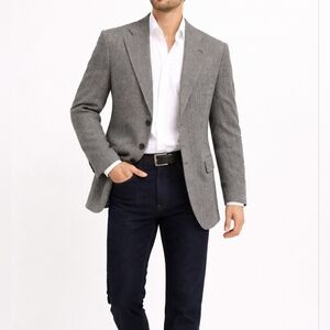 J.CREW Herringbone Wool Blazer | 42R | Gray | Tailored, Classic Menswear